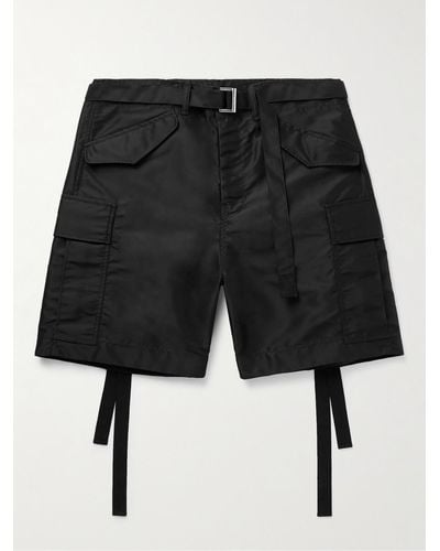 Sacai Wide-leg Belted Nylon Cargo Shorts - Black