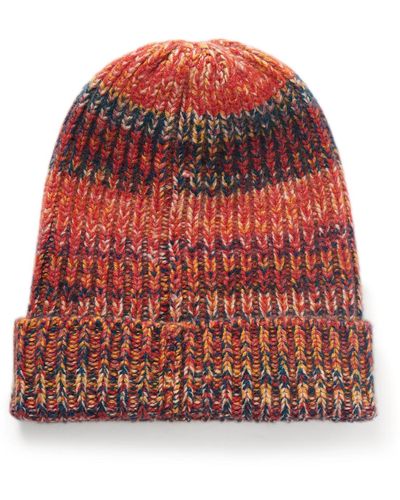 The Elder Statesman Cosmica Ranger Ribbed Cashmere Beanie - Red