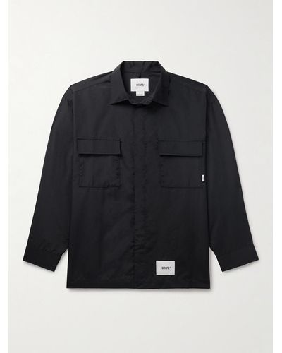 WTAPS Logo-appliquéd Nylon-ripstop Shirt - Blue