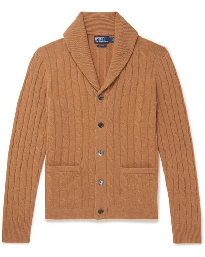Polo Ralph Lauren Shawl-collar Cable-knit Cashmere Cardigan - Brown