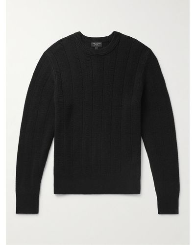 Rag & Bone Durham Herringbone Cashmere Sweater - Black