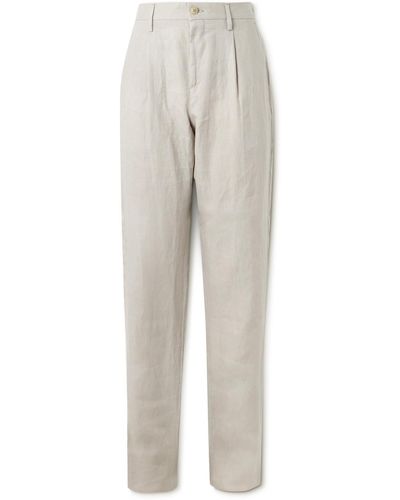 Canali Straight-leg Pleated Linen Pants - White