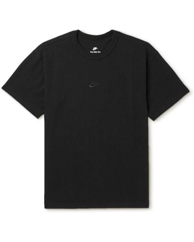 Nike Sportswear Premium Essentials Logo-embroidered Cotton-jersey T-shirt - Black