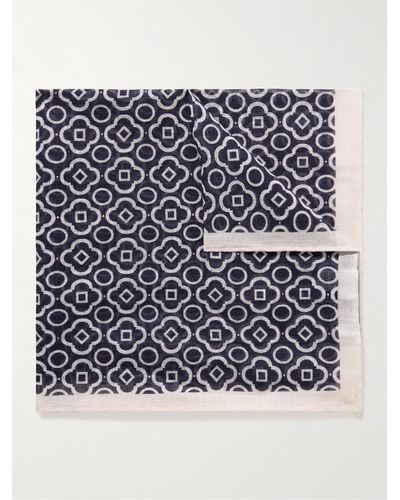 Anderson & Sheppard Einstecktuch aus Baumwoll-Voile mit Print - Blau