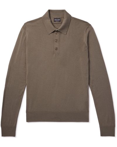 Giorgio Armani Wool Polo Shirt - Brown