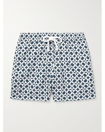 Frescobol Carioca Ipanema Weave Straight-leg Mid-length Printed Recycled Swim Shorts - Blue