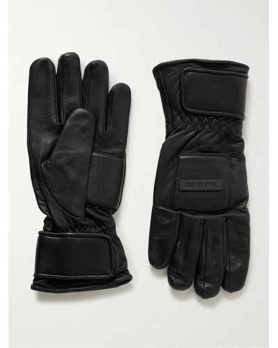 Fear Of God Wattierte Handschuhe aus Leder mit Logoapplikation - Schwarz