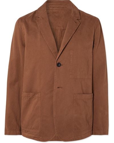 MR P. Garment-dyed Cotton-twill Blazer - Brown