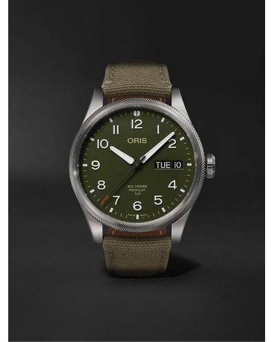Oris Tlp Big Crown Propilot Limited Edition Automatic 44mm Stainless Steel And Canvas Watch - Green