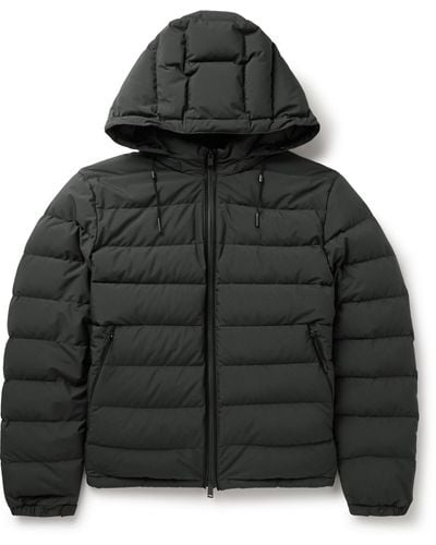 Zegna Stratos Leather-trimmed Quilted Shell Hooded Down Jacket - Black