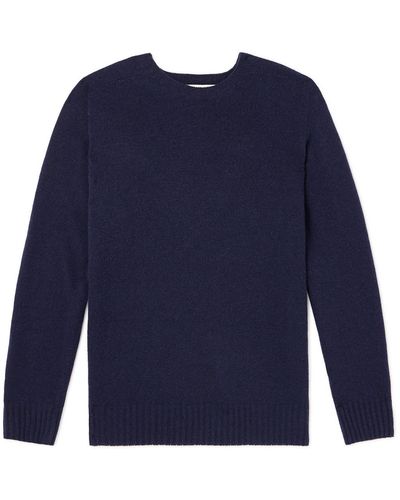 Officine Generale Merino Wool And Cashmere-blend Sweater - Blue