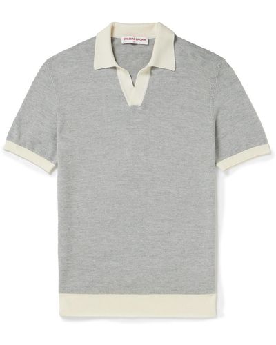 Orlebar Brown Horton Wool And Cotton-blend Polo Shirt - Gray