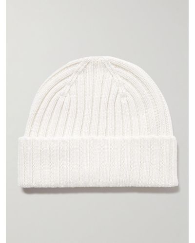 MR P. Cairn Ribbed Cashmere Beanie - Natural
