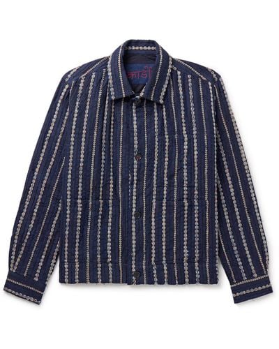 Kardo Bodhi Embroidered Cotton Jacket - Blue