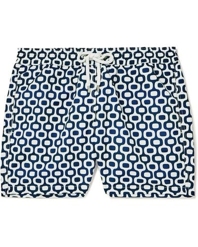 Frescobol Carioca Slim-fit Short-length Printed Recycled Swimshorts - Blue