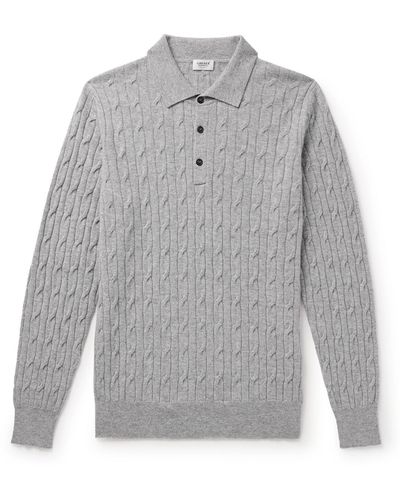 Ghiaia Cable-knit Cashmere Polo Shirt - Gray