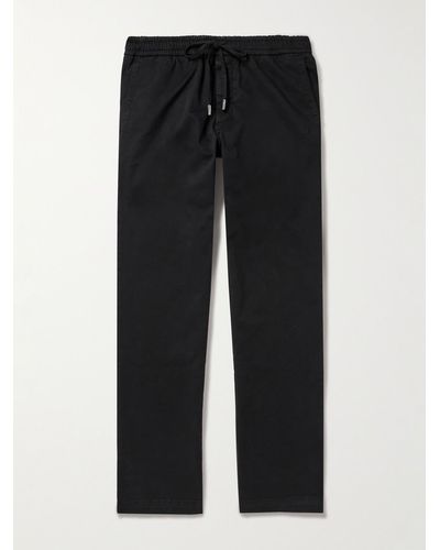 MR P. Straight-leg Cotton-blend Twill Drawstring Trousers - Black