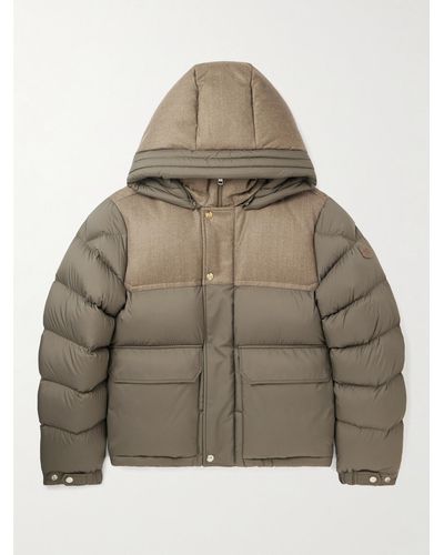 Moncler Mussala Logo-appliquéd Flannel And Quilted Shell Down Hooded Jacket - Grey