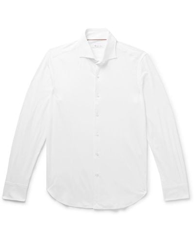 Loro Piana Andrew Cutaway-collar Slim-fit Cotton-jersey Shirt - White