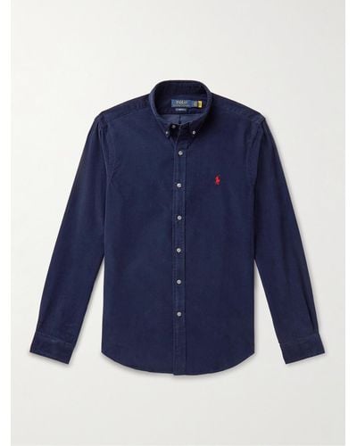 Polo Ralph Lauren Camicia in velluto a coste di cotone con collo button-down - Blu