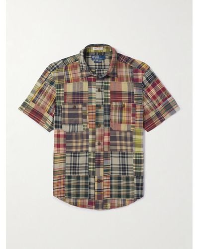 Polo Ralph Lauren Camicia in jersey di cotone patchwork a quadri - Grigio