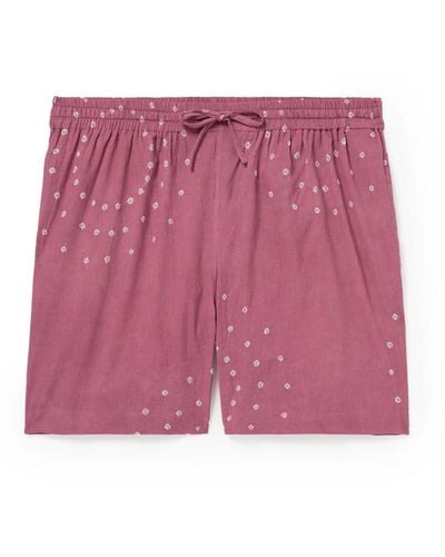 Kardo Olbia Straight-leg Tie-dyed Cotton Drawstring Shorts - Pink
