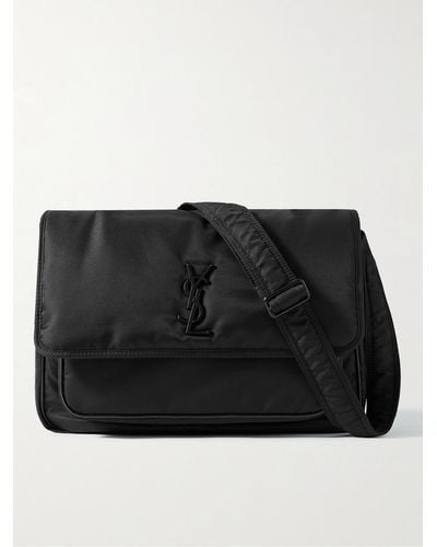 Saint Laurent Niki Leather-trimmed Nylon Messenger Bag - Black
