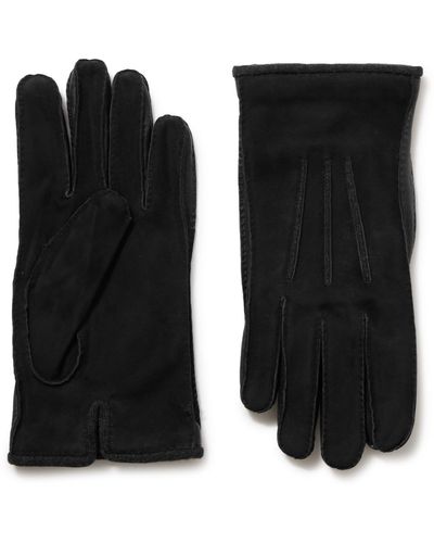 Loro Piana Damon Baby Cashmere-lined Suede Gloves - Black