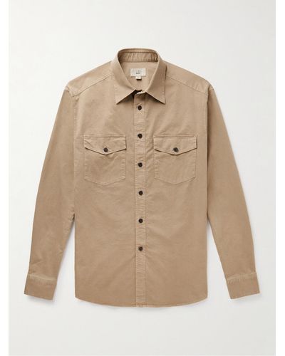 Dunhill Garment-dyed Cotton-blend Twill Western Shirt - Natural