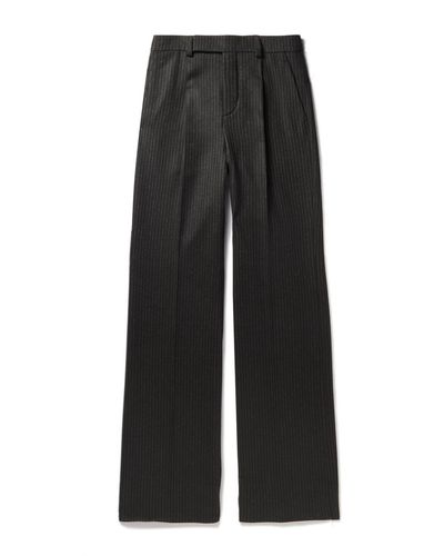 Saint Laurent Straight-leg Pinstriped Wool And Cotton-blend Flannel Pants - Black