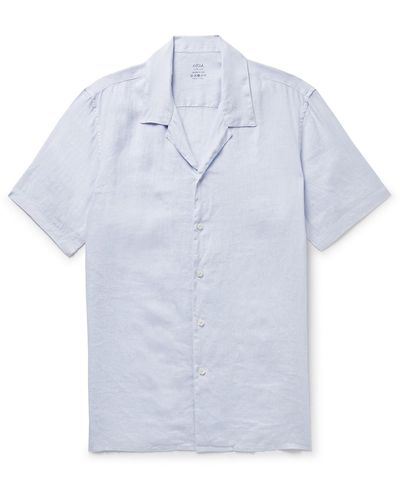 Altea Baker Camp-collar Linen Shirt - Blue
