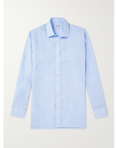 Charvet Camicia in lino - Blu