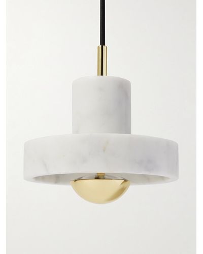 Tom Dixon Marble And Gold-tone Led Pendant Light - White