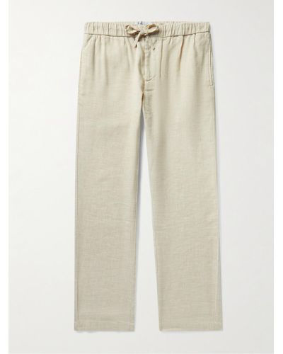 Frescobol Carioca Oscar Slim-Fit Tapered Linen and Cotton-Blend Drawstring Trousers - Natur
