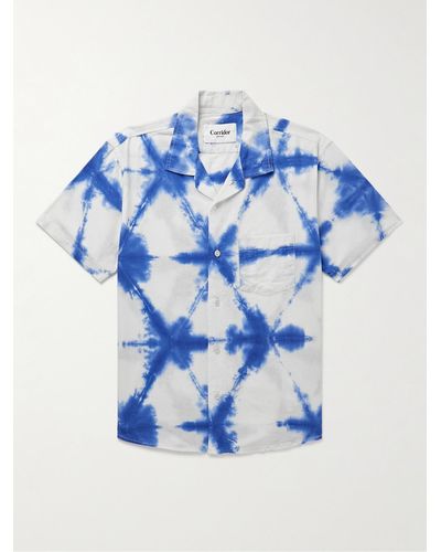 Corridor NYC Sunrise Camp-collar Tie-dyed Cotton-voile Shirt - Blue