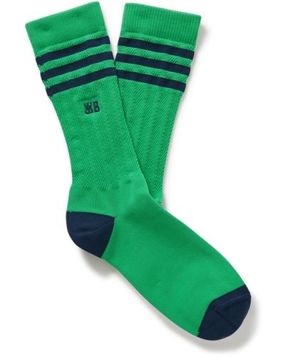 adidas Originals Wales Bonner Logo-embroidered Striped Recycled Ribbed-knit Socks - Green