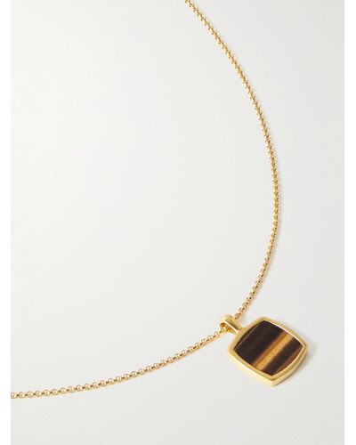 Tom Wood Gold-plated Tiger's Eye Pendant Necklace - White