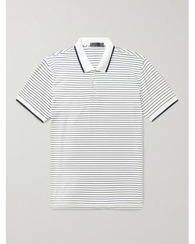 G/FORE Striped Perforated Stretch-jersey Golf Polo Shirt - White
