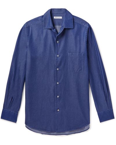 Loro Piana Washed Cotton-chambray Shirt - Blue