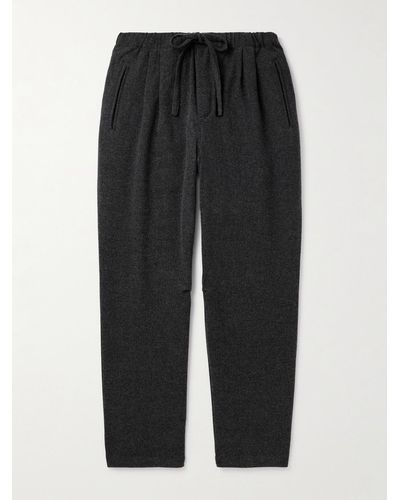 Massimo Alba Keywest Straight-leg Cotton And Cashmere-blend Drawstring Trousers - Black