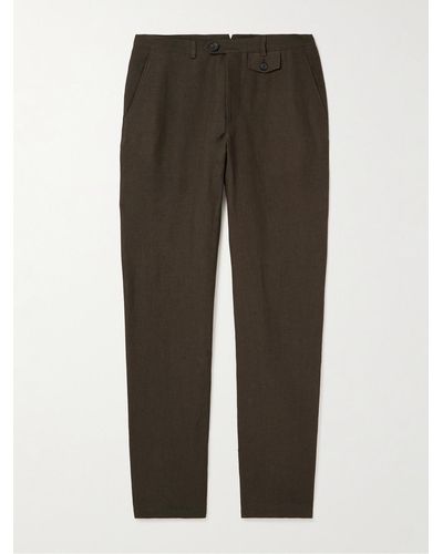 Oliver Spencer Fishtail Tapered Linen Trousers - Green