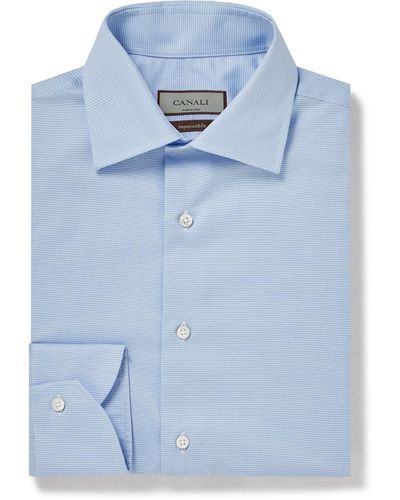 Canali Puppytooth Cotton Shirt - Blue