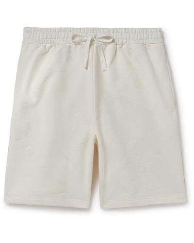 Gucci Straight-leg Logo-flocked Cotton-jersey Drawstring Shorts - White