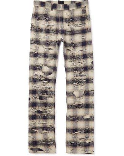 Givenchy Straight-leg Distressed Checked Jeans - Multicolor