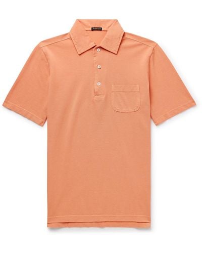 Rubinacci Slim-fit Cotton-piqué Polo Shirt - Orange