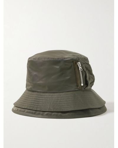 Sacai Cappello da pescatore in nylon a strati - Verde