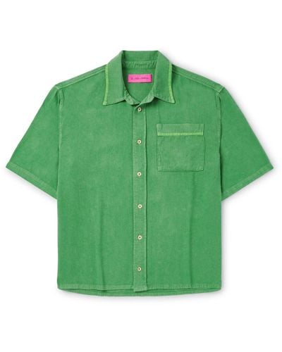 The Elder Statesman Jupiter Cotton And Silk-blend Twill Shirt - Green