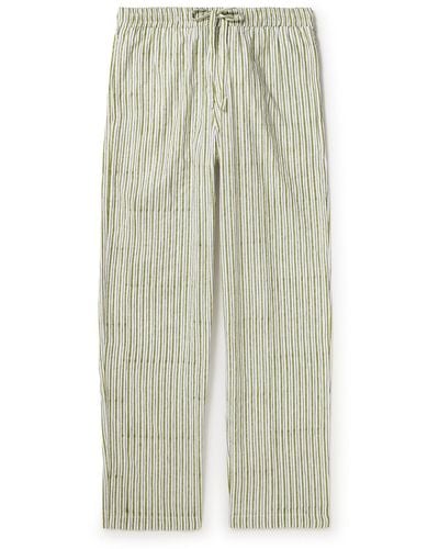 SMR Days Malibu Straight-leg Embroidered Striped Cotton Drawstring Pants - Green