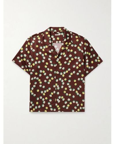 Bode Bubble bedrucktes Hemd aus glänzendem Twill mit Reverskragen - Braun