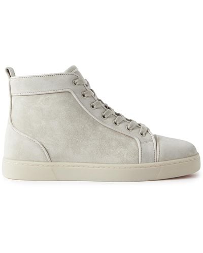 Christian Louboutin Louis Logo-embellished Suede High-top Sneakers - Natural